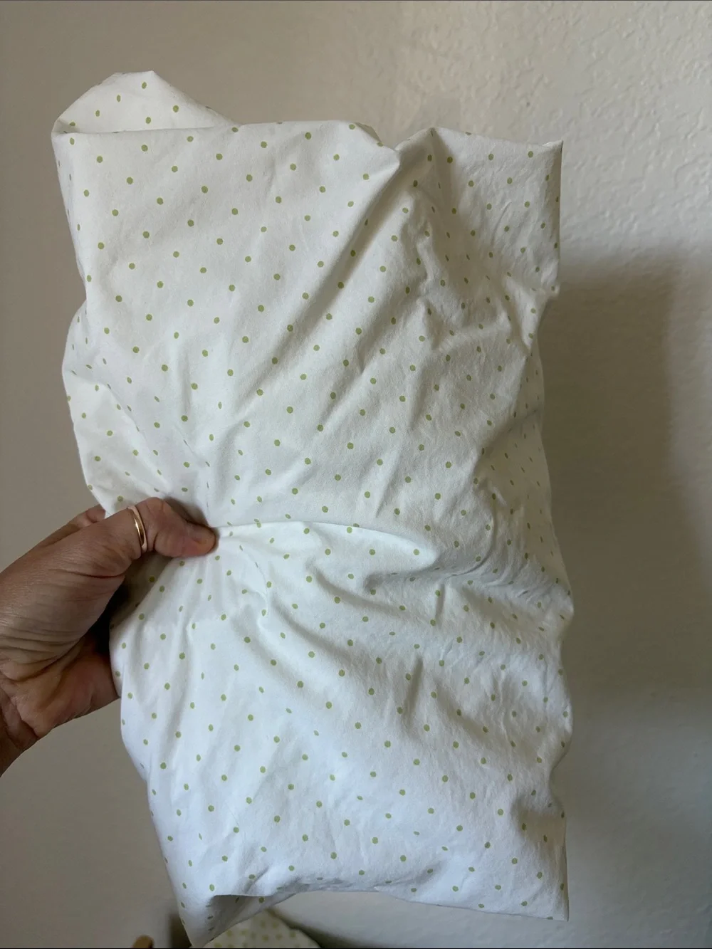 Pottery Barn Kids Green & White Cotton Polka Dot Crib Sheets